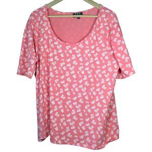 👗5/$25 - Pink/White Floral Print Top w/ Bateau Neck